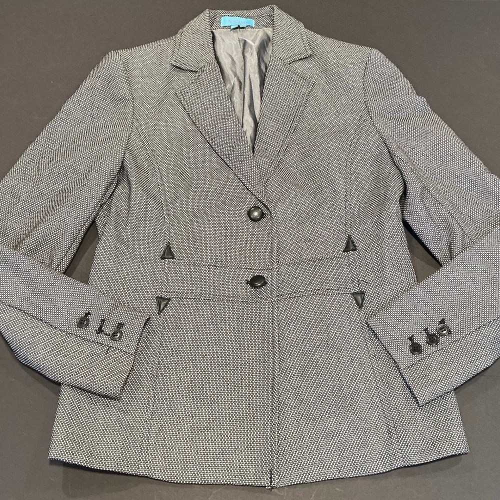 Patrizia Luca Textured Gray Blazer Jacket Women’s Size 10 Structured Career Work